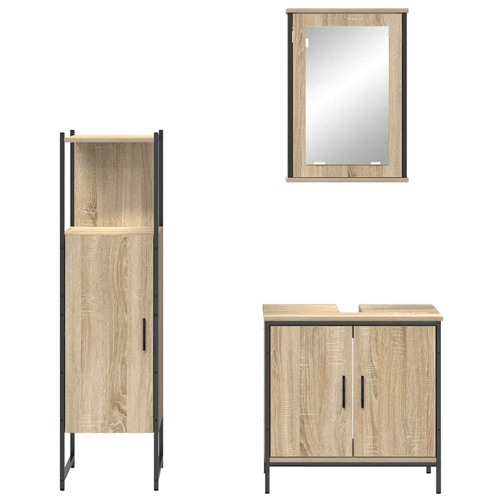 Bathroom Furniture Set with Shelf 3 pcs Brown 60 x 30 x 60 cm