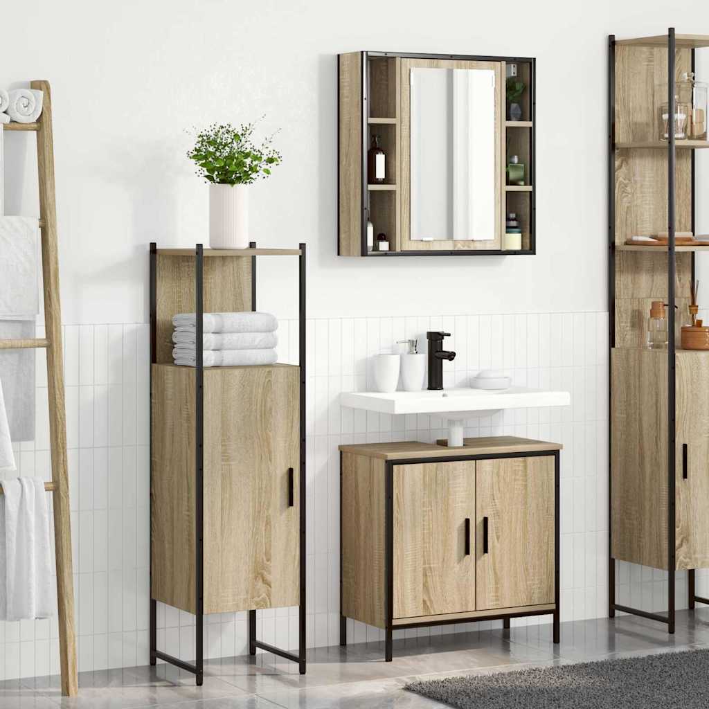 Bathroom Furniture Set with Shelf 3 pcs Brown 60 x 30 x 60 cm