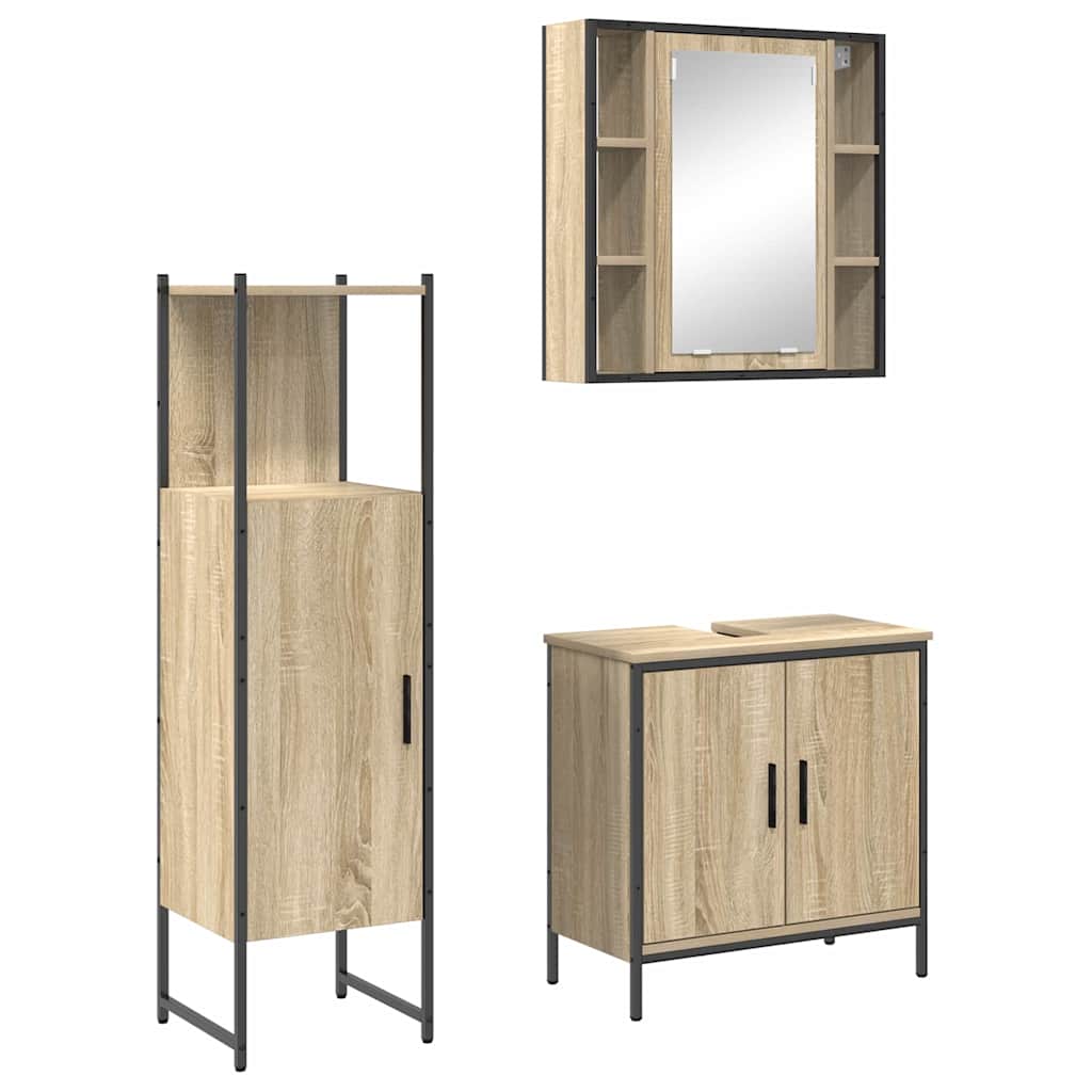 Bathroom Furniture Set with Shelf 3 pcs Brown 60 x 30 x 60 cm