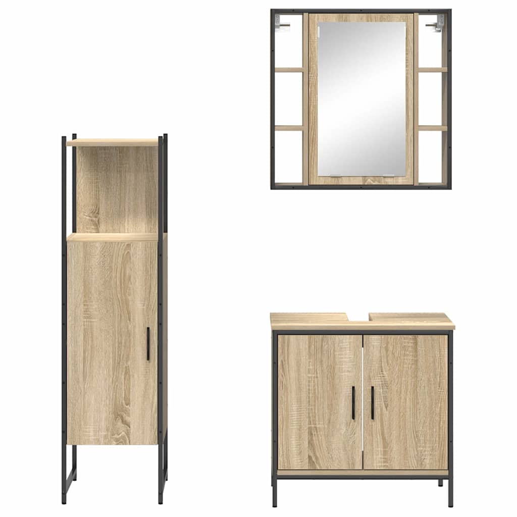 Bathroom Furniture Set with Shelf 3 pcs Brown 60 x 30 x 60 cm