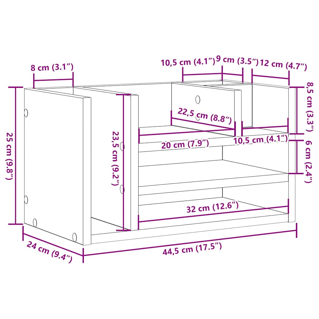 Desk Organiser Old Wood 44.5 x 24 x 25 cm Engineered Wood