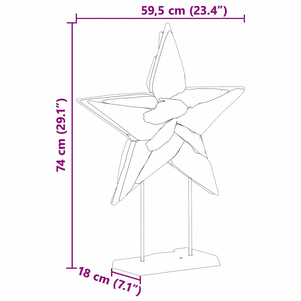 Christmas Star Brown 60 x 5 x 75 cm Solid Teak Wood