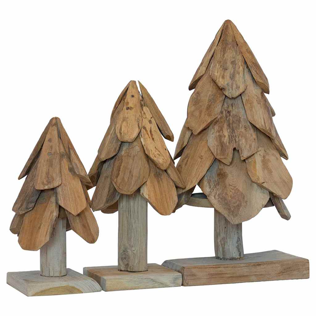 Christmas Tree with Stand 3 pcs Brown Solid teak wood
