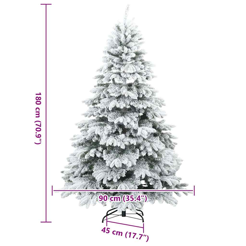 Modern Artificial Hinged Christmas Tree Snow Flocked White