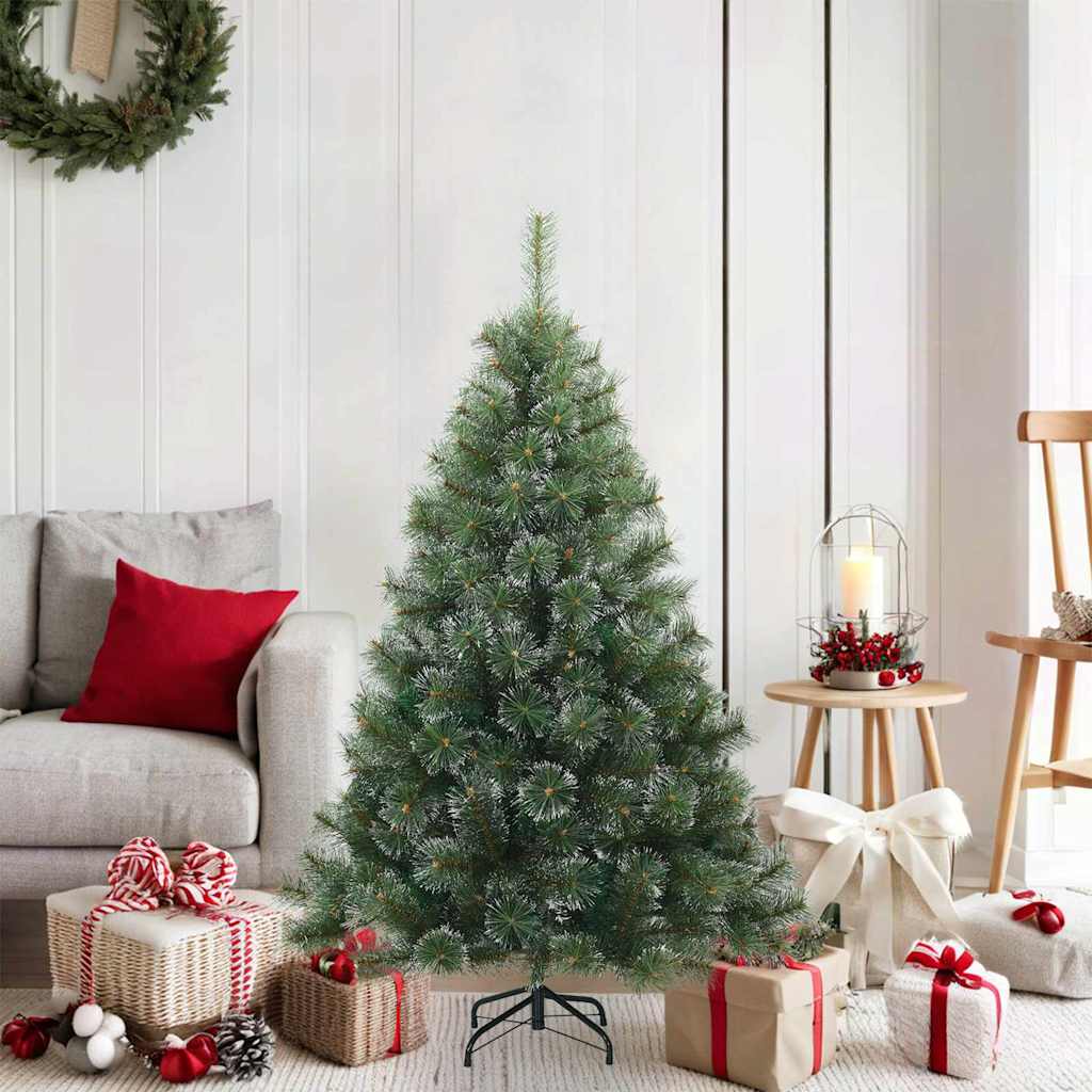 Modern Artificial Hinged Christmas Tree Snow Flocked White