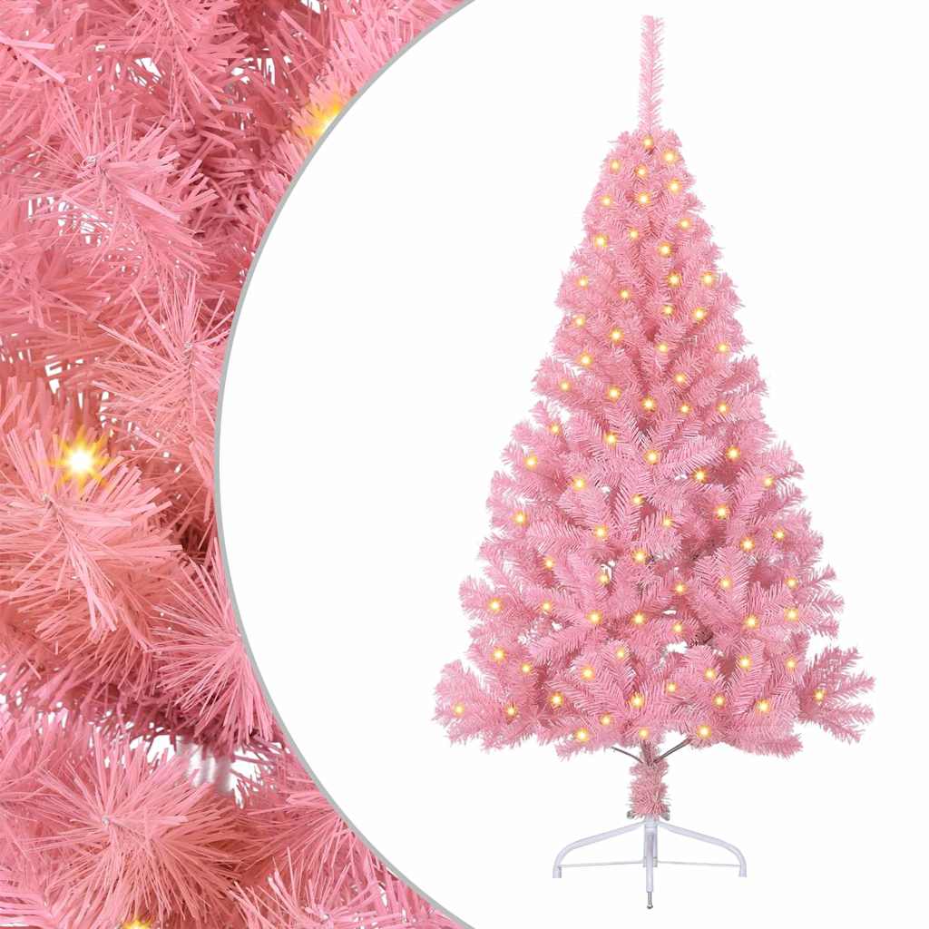 Artificial Christmas Tree with 150 LEDs Pink 150 cm PVC