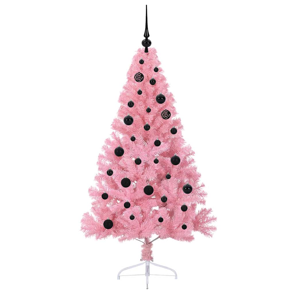 Artificial Pre-lit Christmas Tree with 150 LEDs Pink 150 cm PVC