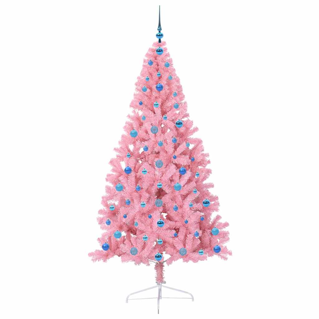 Artificial Pre-lit Christmas Tree with 300 LEDs Pink 210 cm PVC