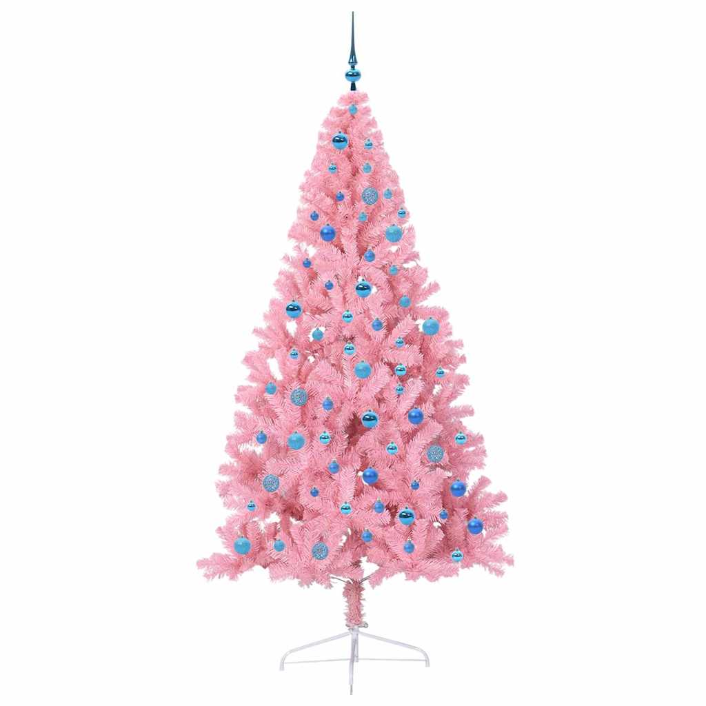 Artificial Pre-lit Christmas Tree with 300 LEDs Pink 240 cm PVC