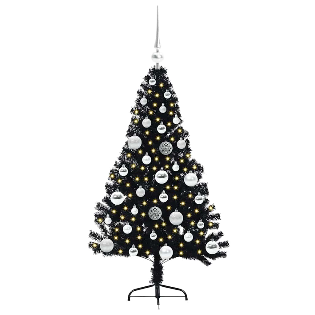 Artificial Pre-lit Christmas Tree Black 120 cm PVC