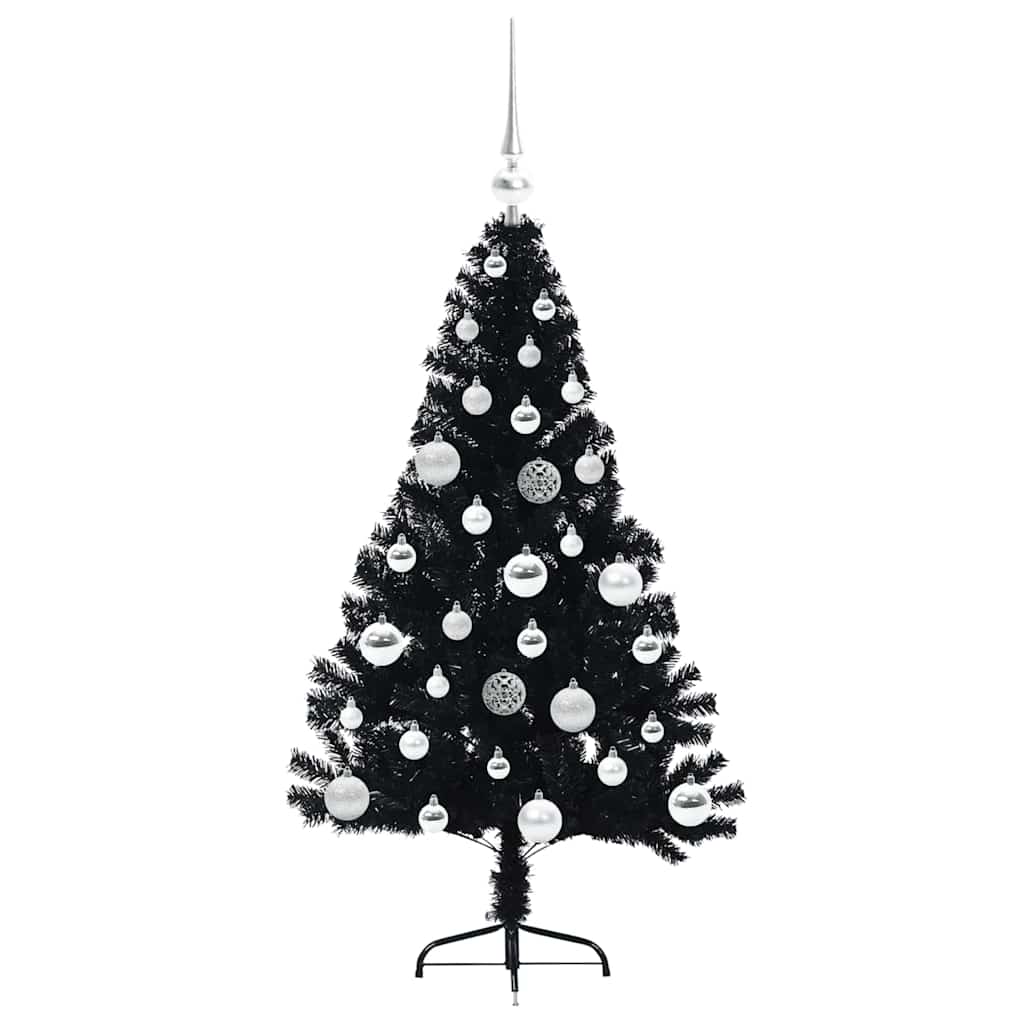 Artificial Pre-lit Christmas Tree Black 120 cm PVC