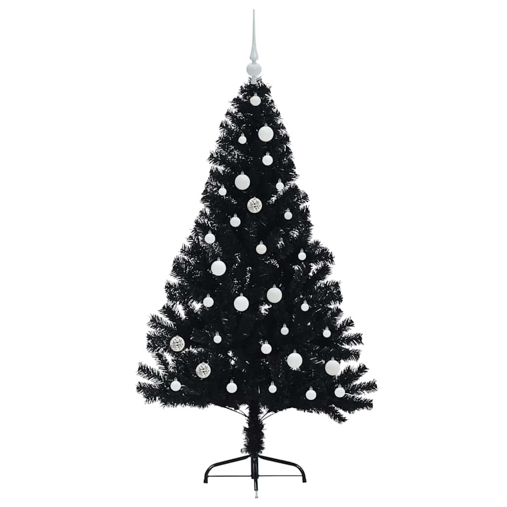 Artificial Pre-lit Christmas Tree Black 150 cm PVC