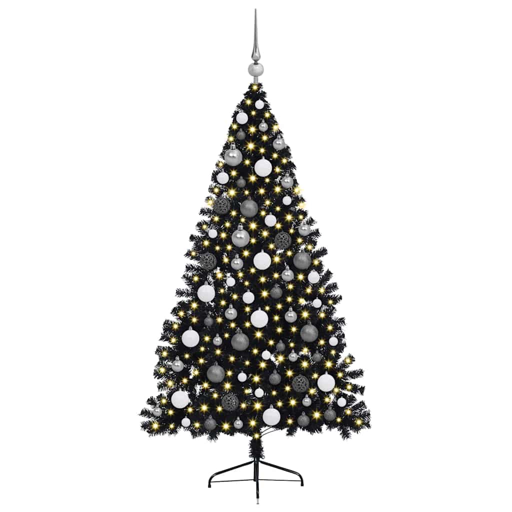 Artificial Christmas Tree with 300 LEDs Black 180 cm PVC