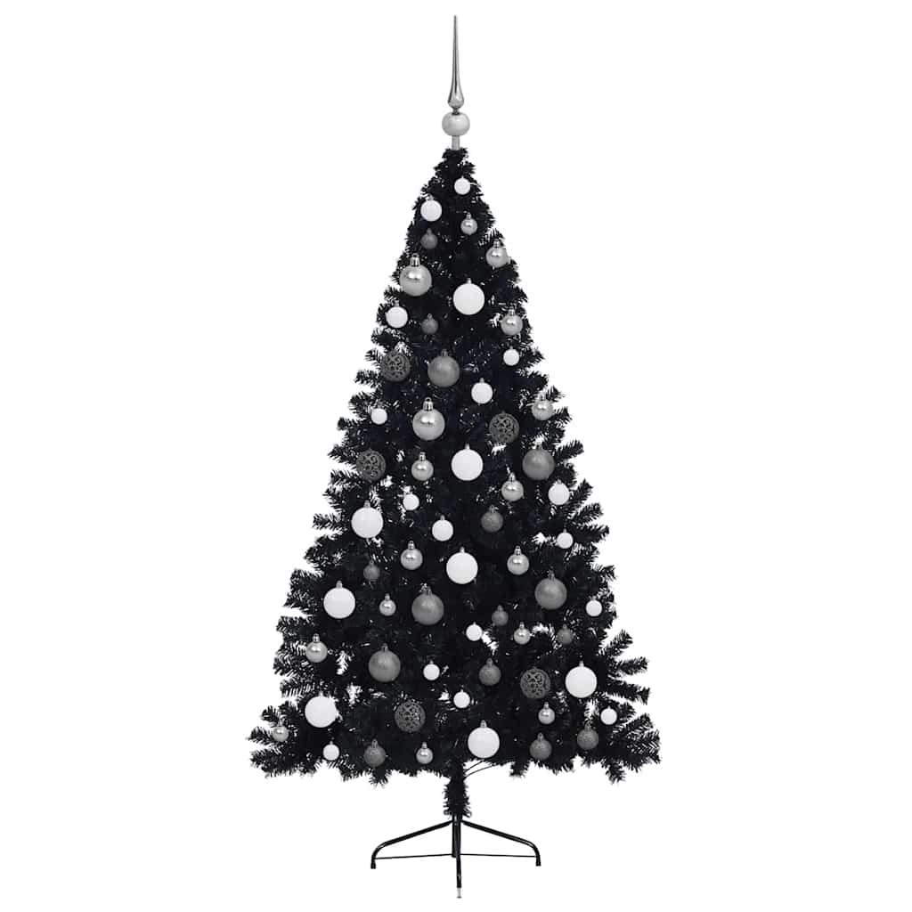 Artificial Christmas Tree with 300 LEDs Black 180 cm PVC
