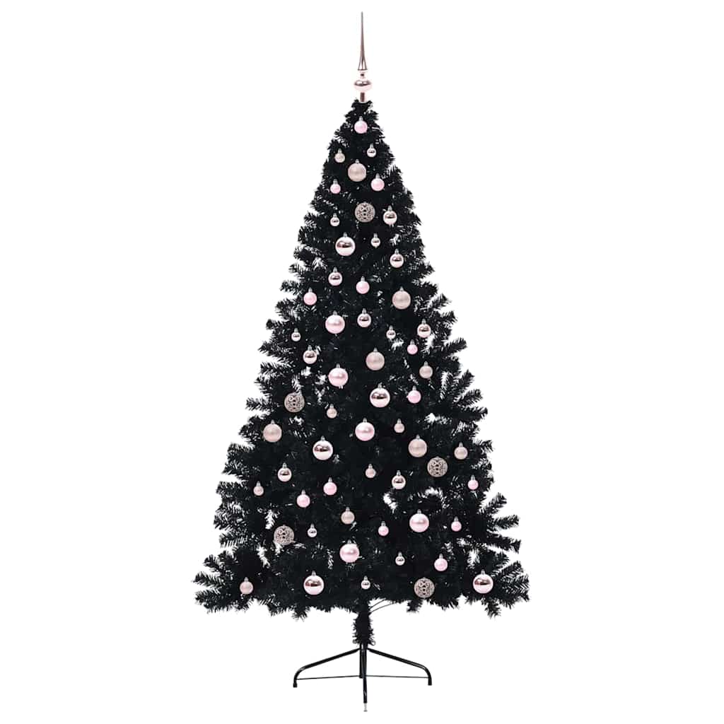 Artificial Pre-lit Christmas Tree Black 240 cm PVC