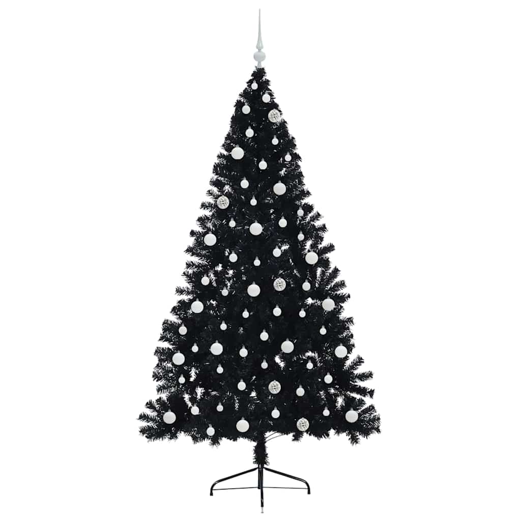 Artificial Pre-lit Christmas Tree Black 240 cm PVC