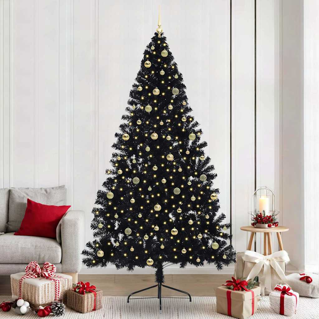 Artificial Pre-lit Christmas Tree Black 240 cm PVC