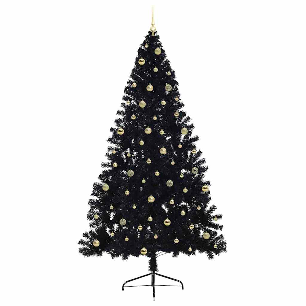 Artificial Pre-lit Christmas Tree Black 240 cm PVC