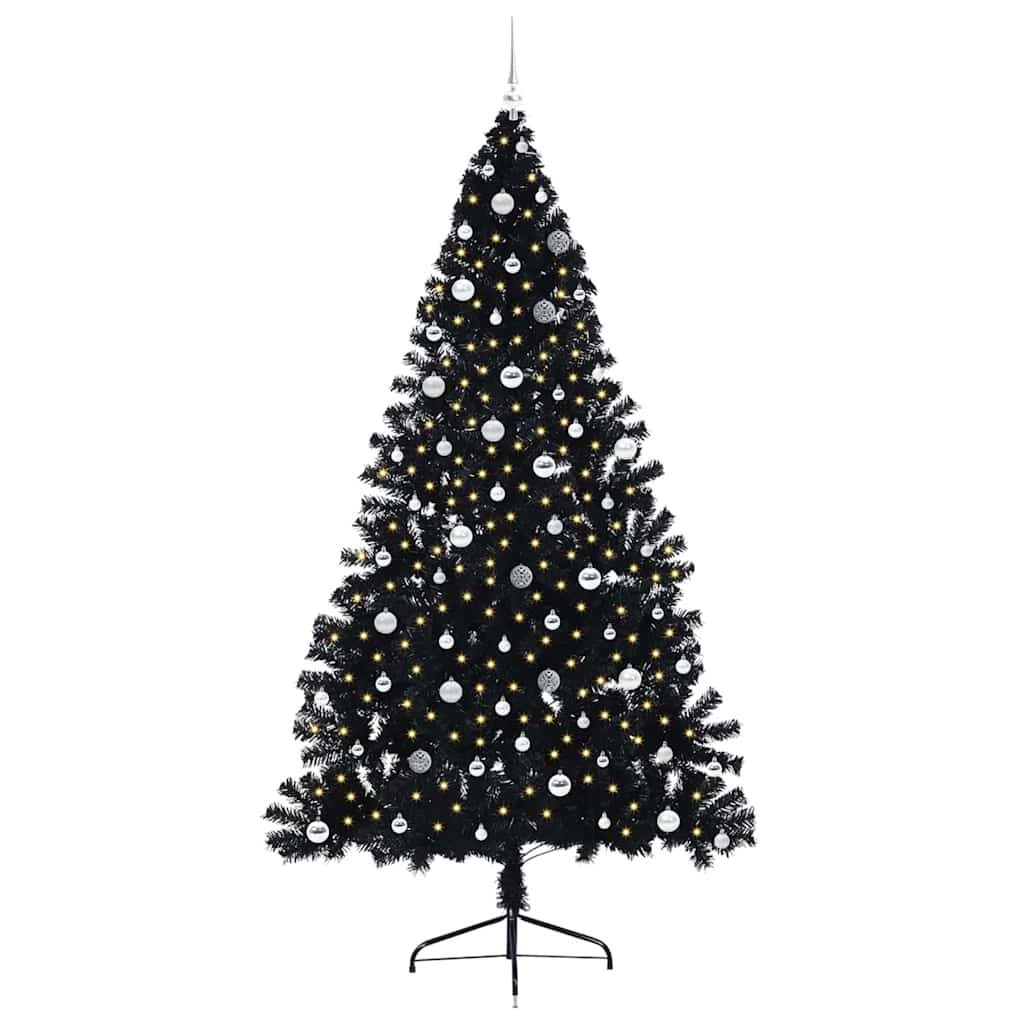 Artificial Pre-lit Christmas Tree Black 240 cm PVC