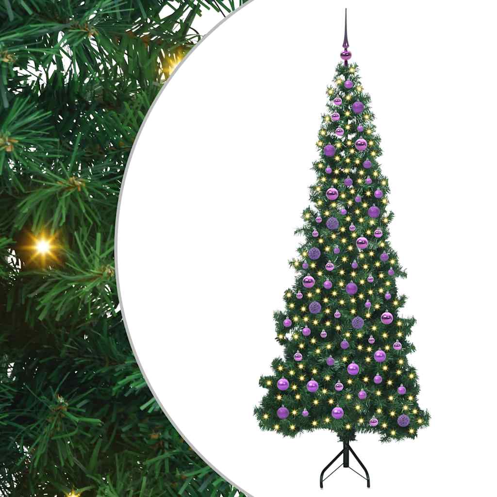 Corner Artificial Christmas Tree Green 210 cm PVC and Metal