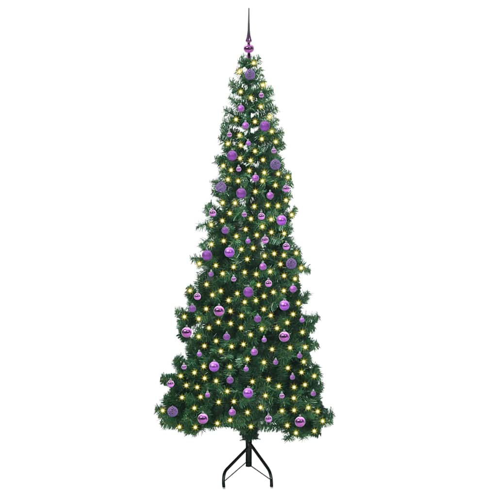 Corner Artificial Christmas Tree Green 240 cm PVC and Metal