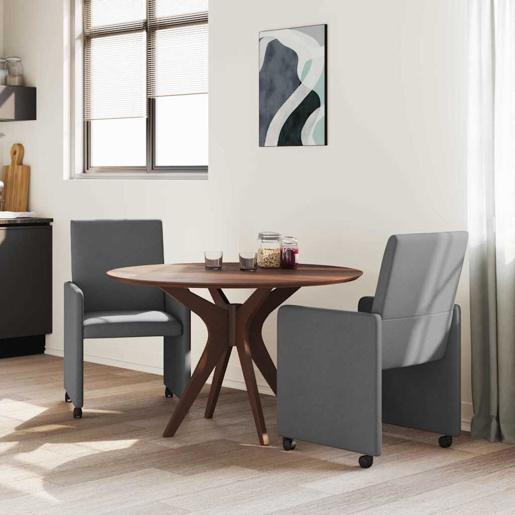 Dining Chairs with Wheel 2 pcs Dark grey 57 x 66 x 94 cm Fabric