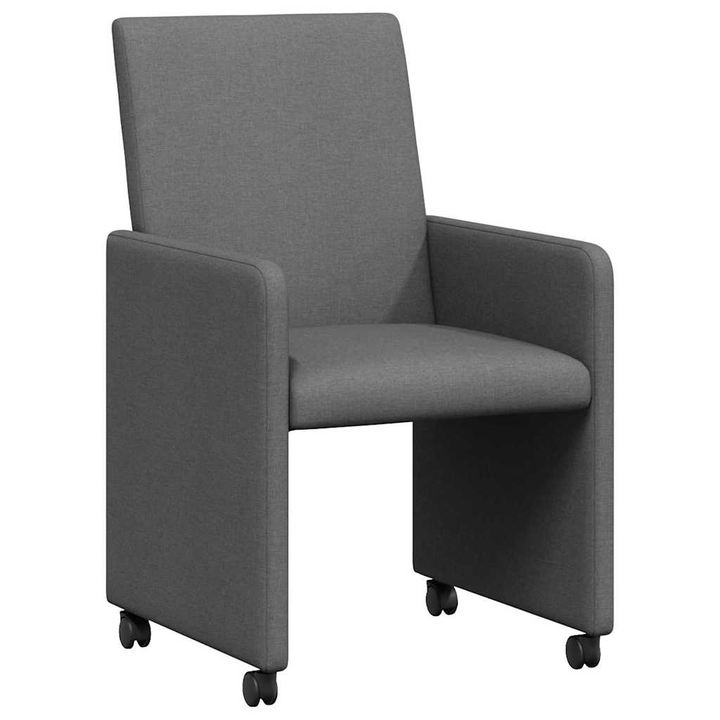 Dining Chairs with Wheel 2 pcs Dark grey 57 x 66 x 94 cm Fabric