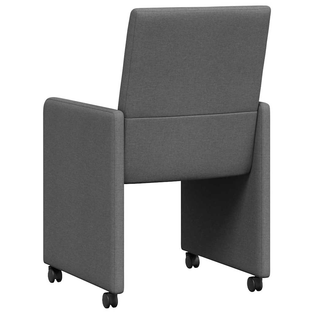 Dining Chairs with Wheel 2 pcs Dark grey 57 x 66 x 94 cm Fabric