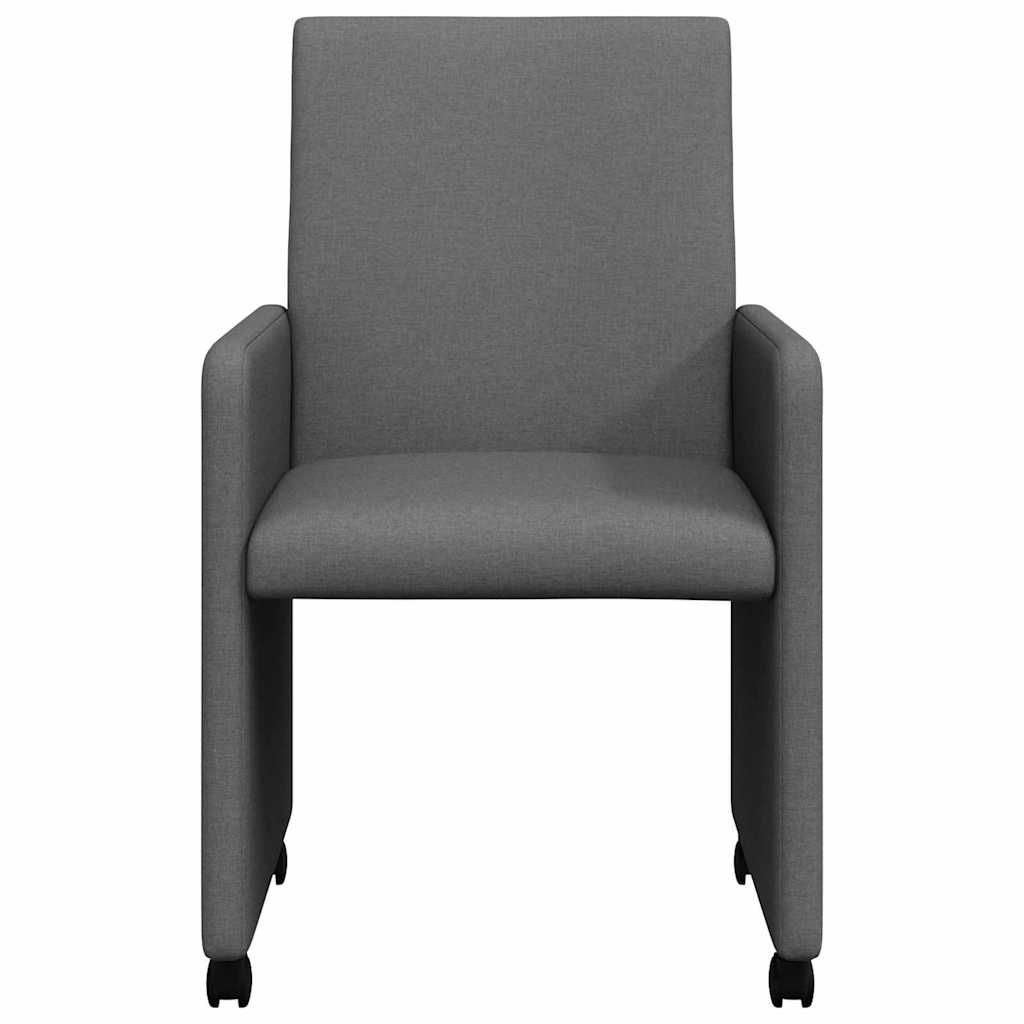 Dining Chairs with Wheel 2 pcs Dark grey 57 x 66 x 94 cm Fabric