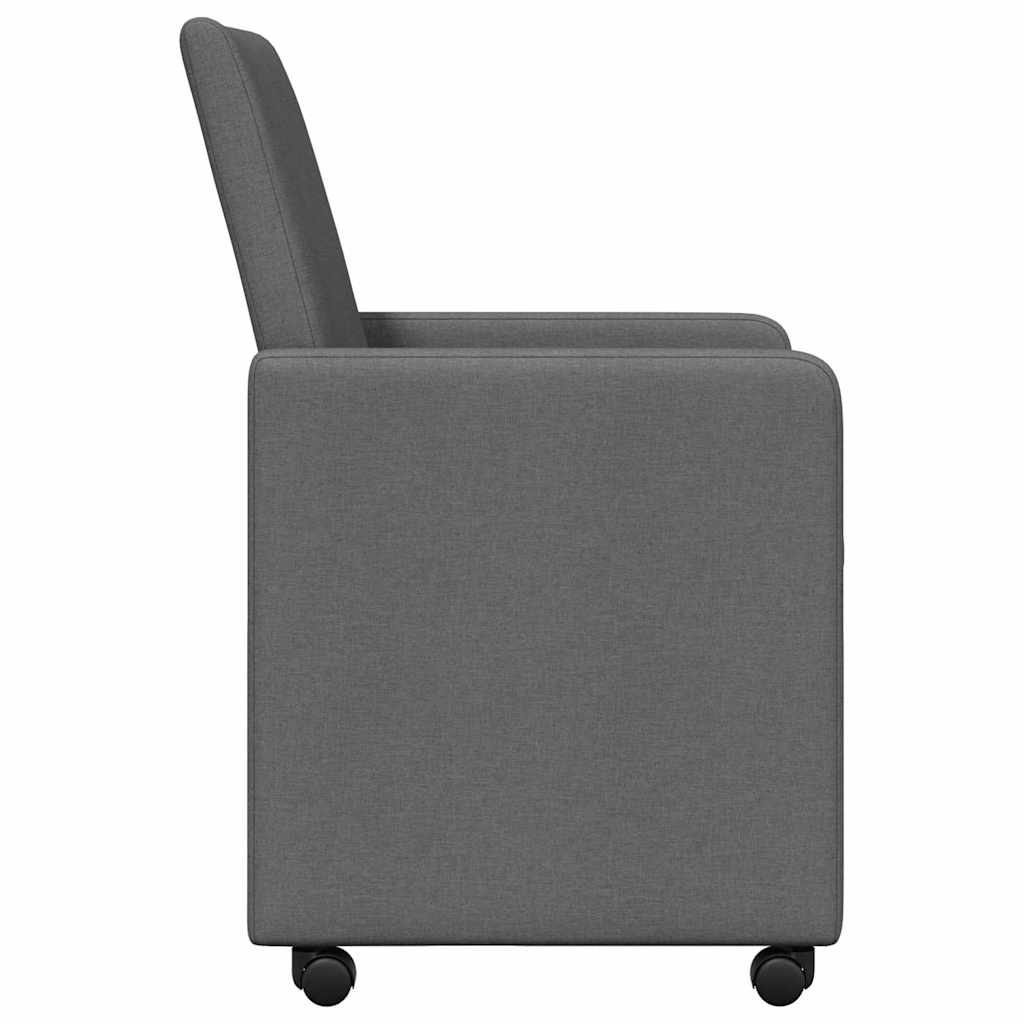 Dining Chairs with Wheel 2 pcs Dark grey 57 x 66 x 94 cm Fabric