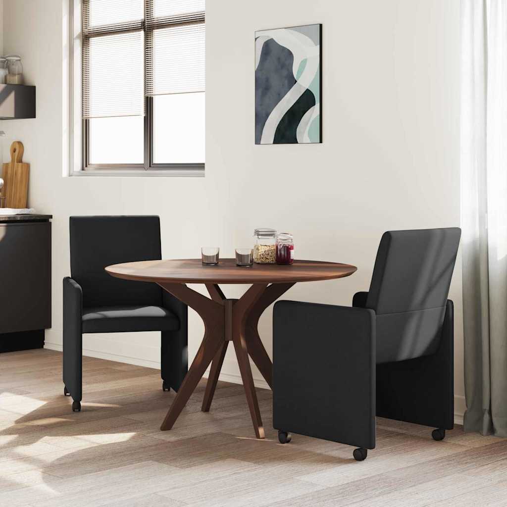 Dining Chairs with Wheel 2 pcs Black 57 x 66 x 94 cm Fabric