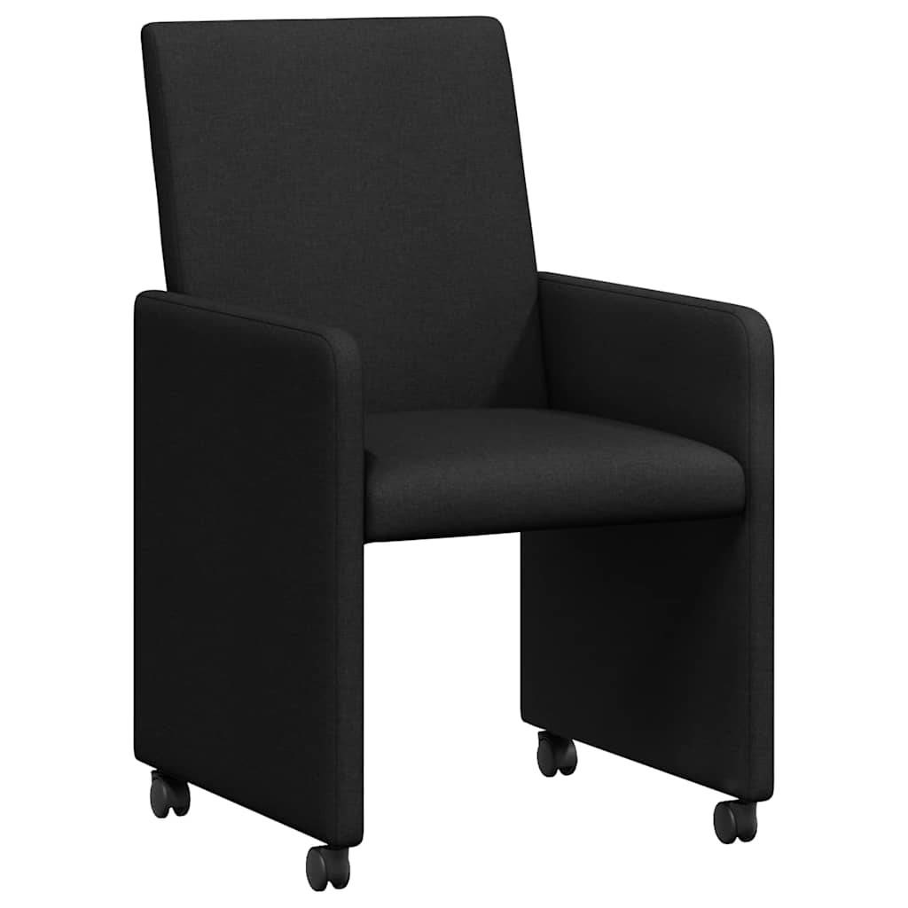 Dining Chairs with Wheel 2 pcs Black 57 x 66 x 94 cm Fabric