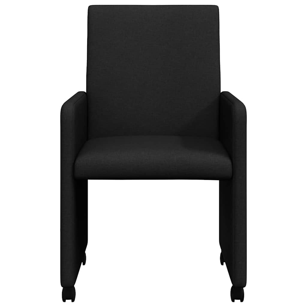 Dining Chairs with Wheel 2 pcs Black 57 x 66 x 94 cm Fabric