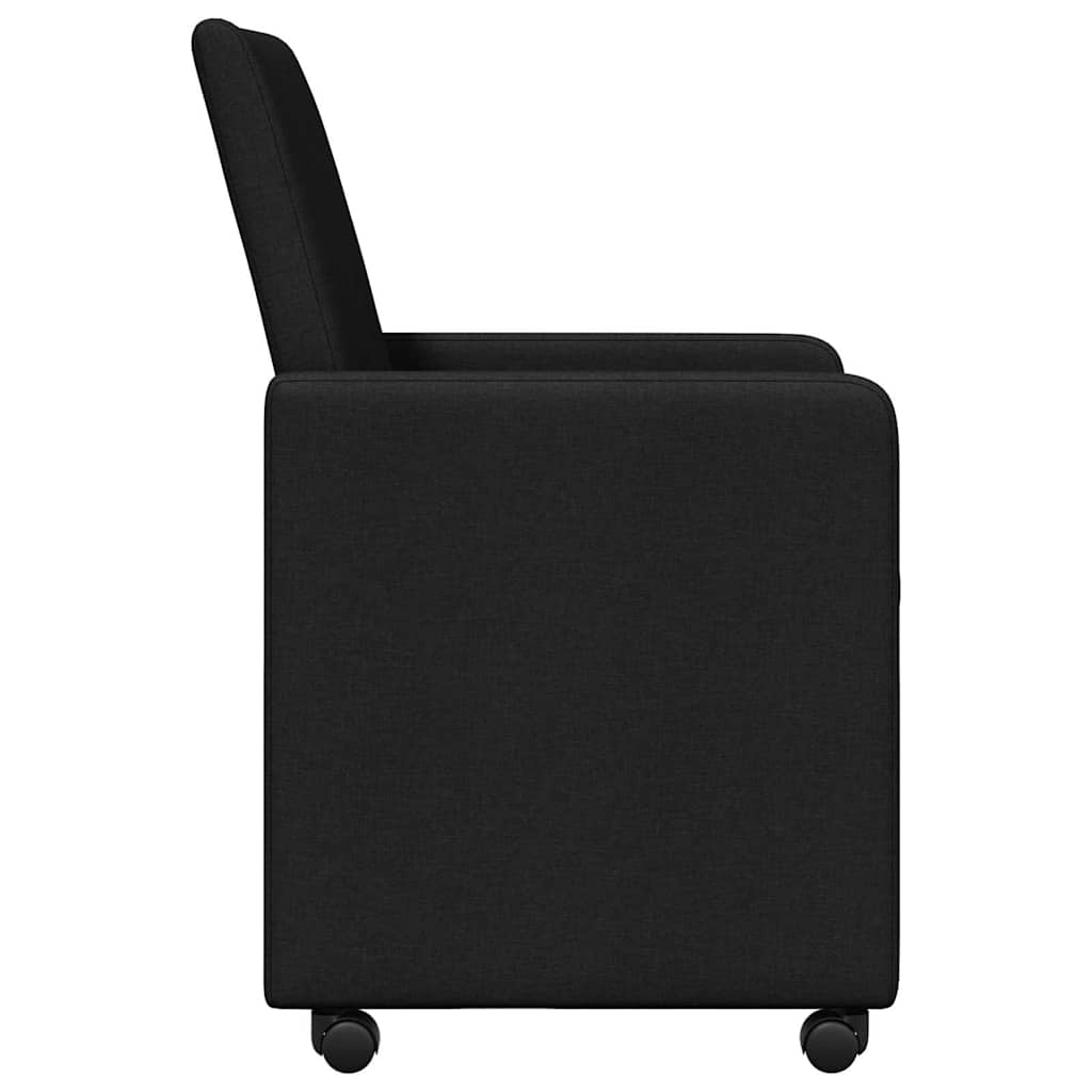 Dining Chairs with Wheel 2 pcs Black 57 x 66 x 94 cm Fabric