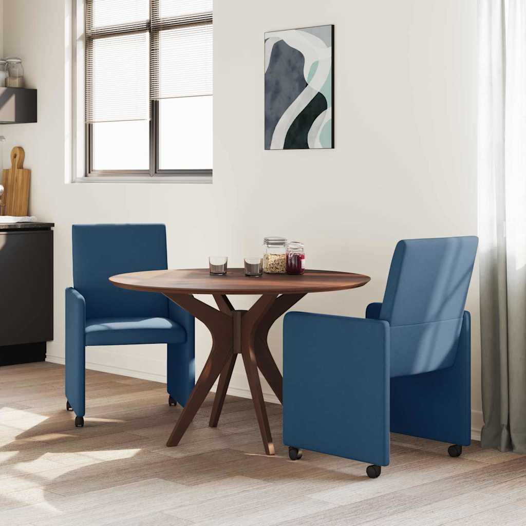 Dining Chairs with Wheel 2 pcs Blue 57 x 66 x 94 cm Fabric