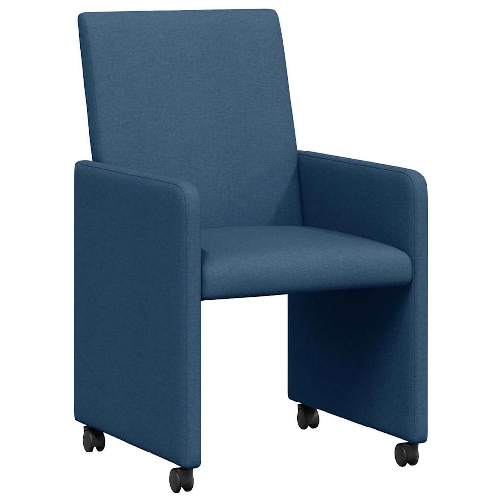 Dining Chairs with Wheel 2 pcs Blue 57 x 66 x 94 cm Fabric