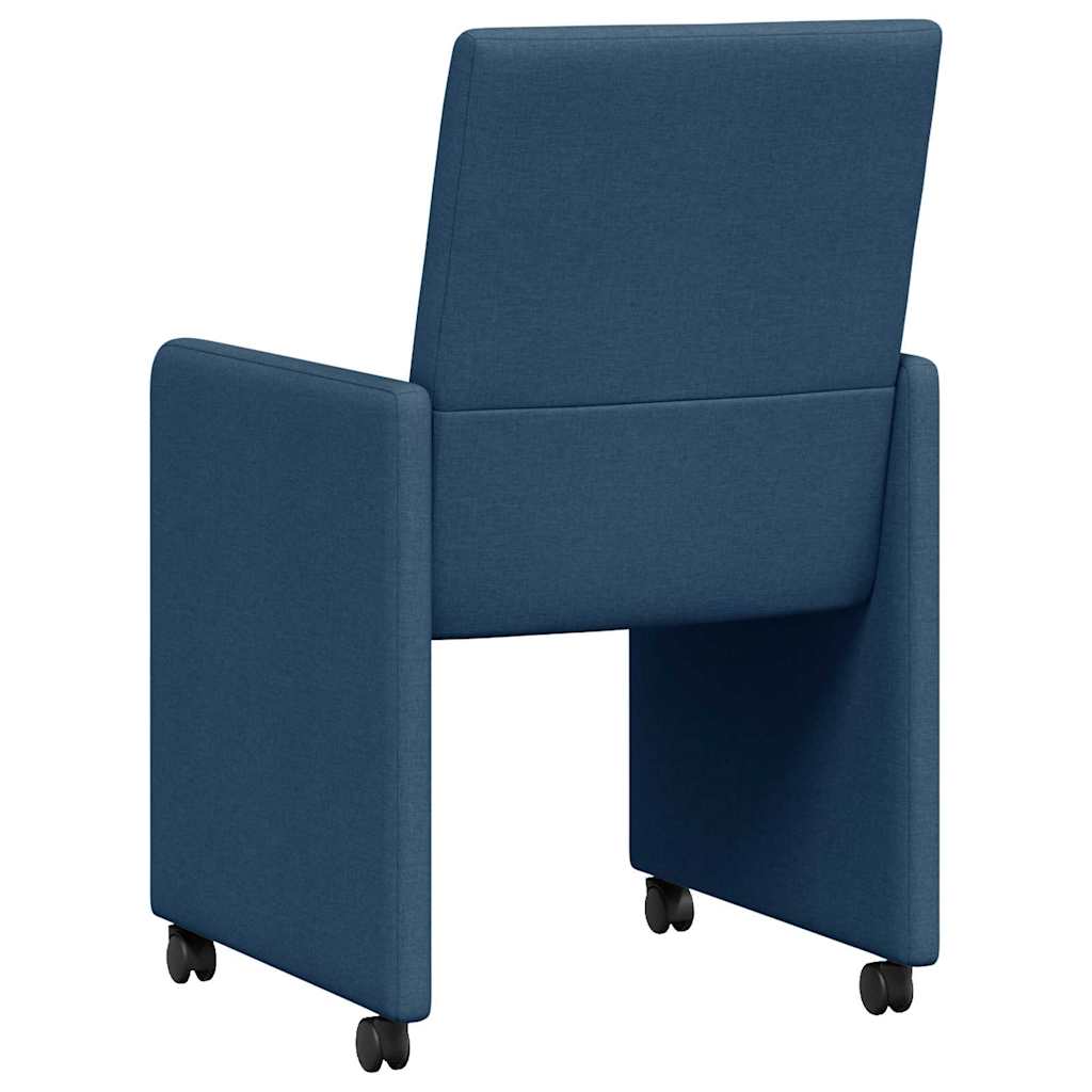 Dining Chairs with Wheel 2 pcs Blue 57 x 66 x 94 cm Fabric