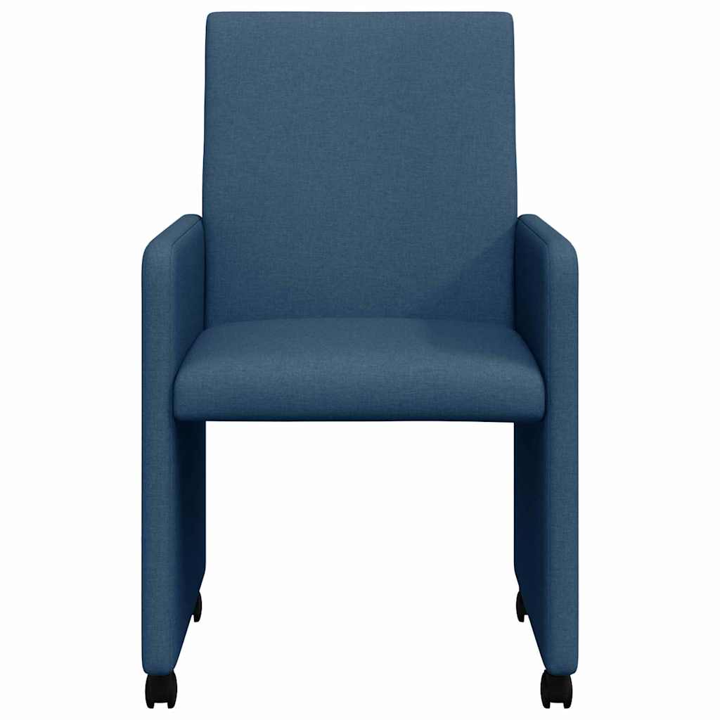 Dining Chairs with Wheel 2 pcs Blue 57 x 66 x 94 cm Fabric