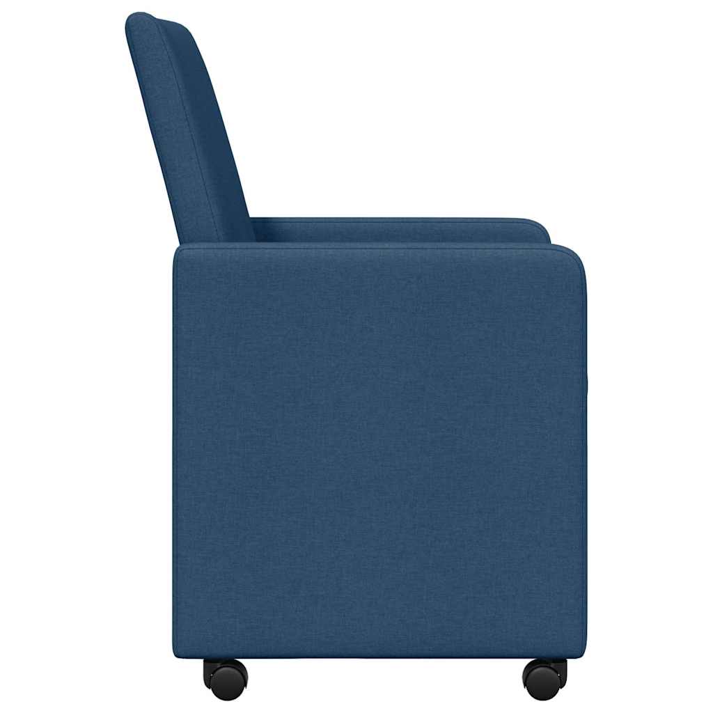 Dining Chairs with Wheel 2 pcs Blue 57 x 66 x 94 cm Fabric