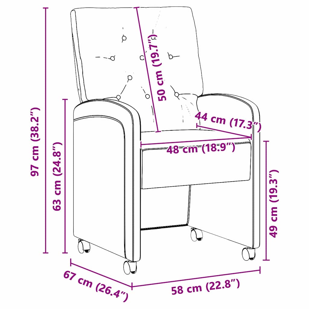 Dining Chairs with Wheels 2 pcs Blue 58 x 67 x 97 cm Velvet