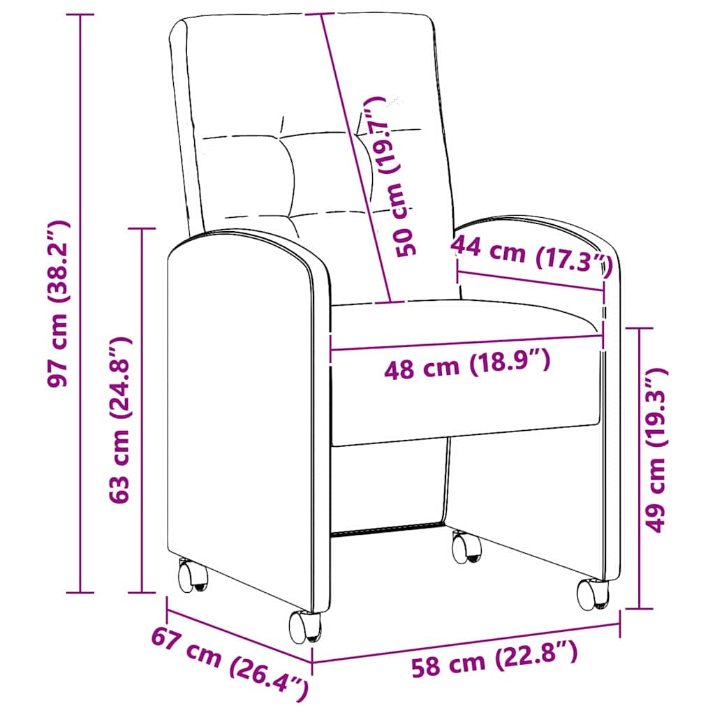 Dining Chairs with Wheels 2 pcs Brown 57 x 67 x 98 cm