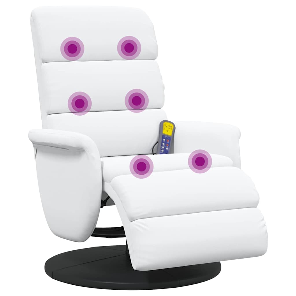 Massage Recliner Chair White 71 x 98 x 106 cm Faux leather