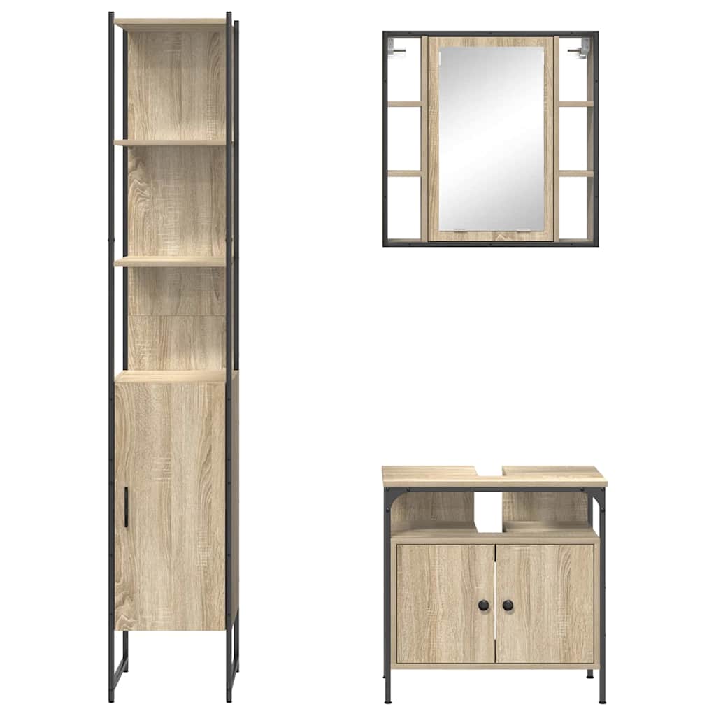 Bathroom Furniture Set 3 pcs Sonoma oak 33 x 33 x 185.5 cm