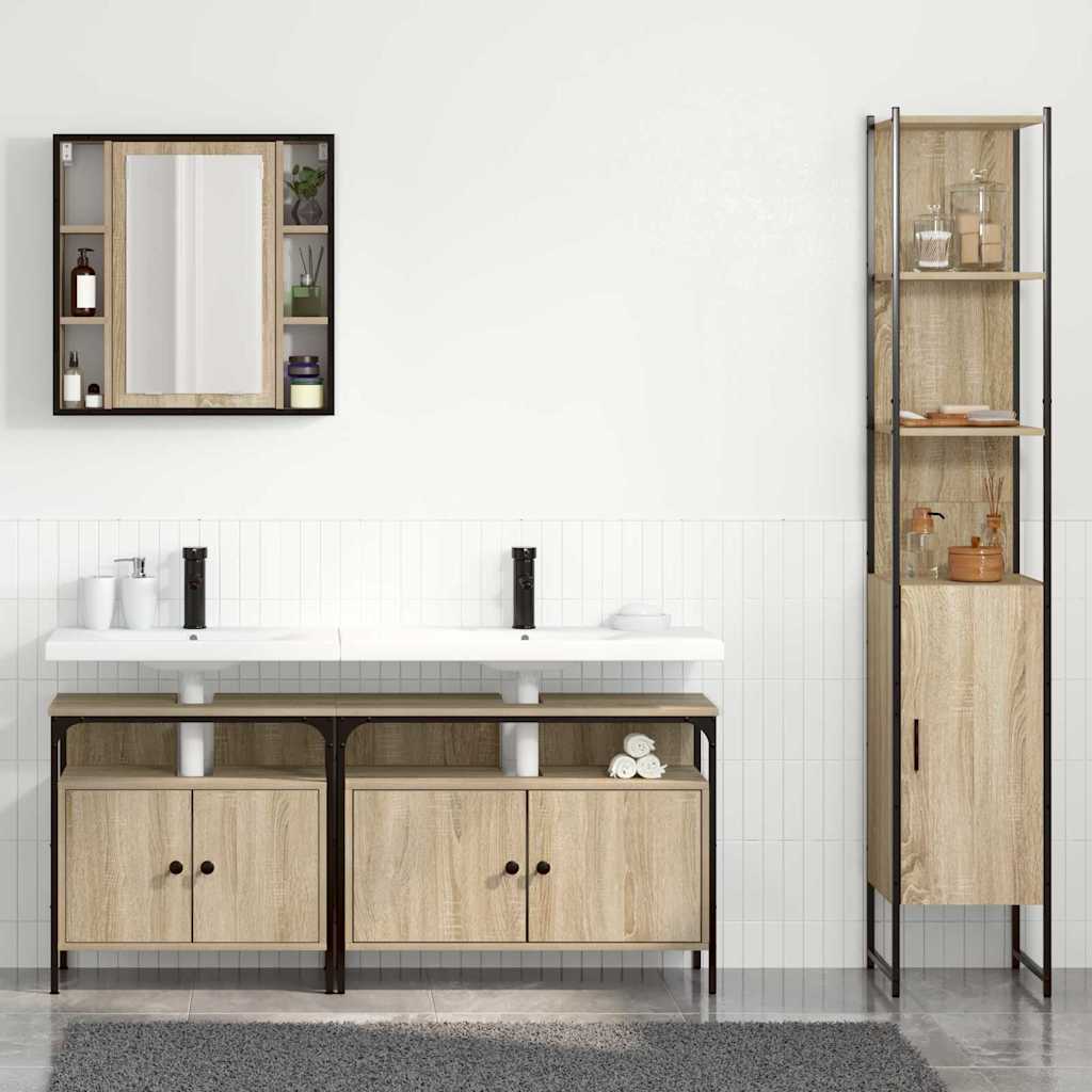 Bathroom Furniture Set 4 pcs Sonoma oak 33 x 33 x 185.5 cm