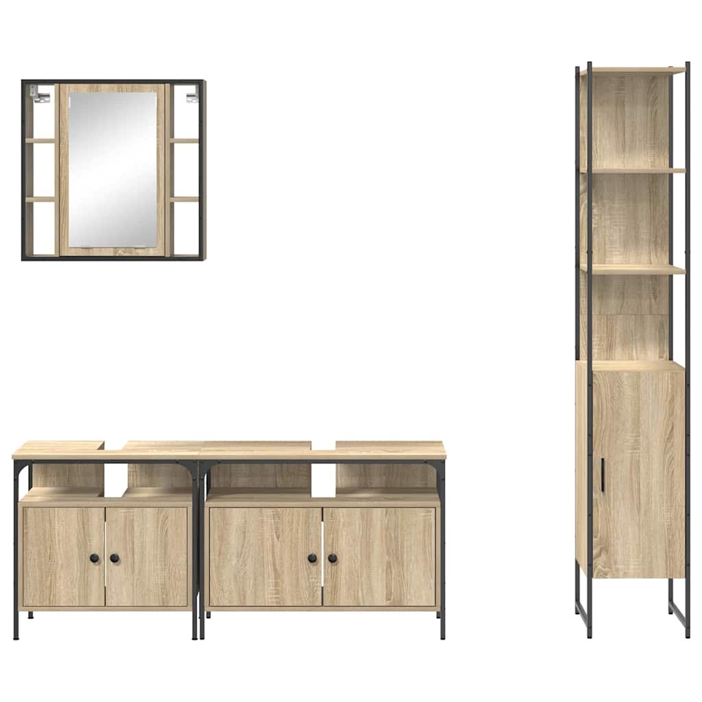 Bathroom Furniture Set 4 pcs Sonoma oak 33 x 33 x 185.5 cm
