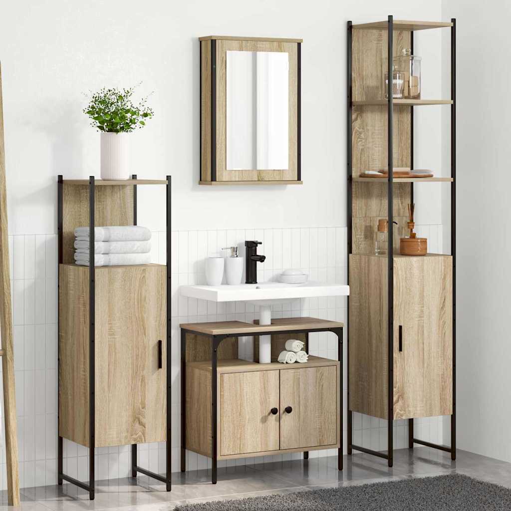 Bathroom Furniture Set 4 pcs Sonoma oak 33 x 33 x 185.5 cm
