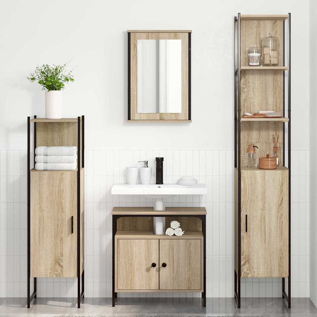 Bathroom Furniture Set 4 pcs Sonoma oak 33 x 33 x 185.5 cm