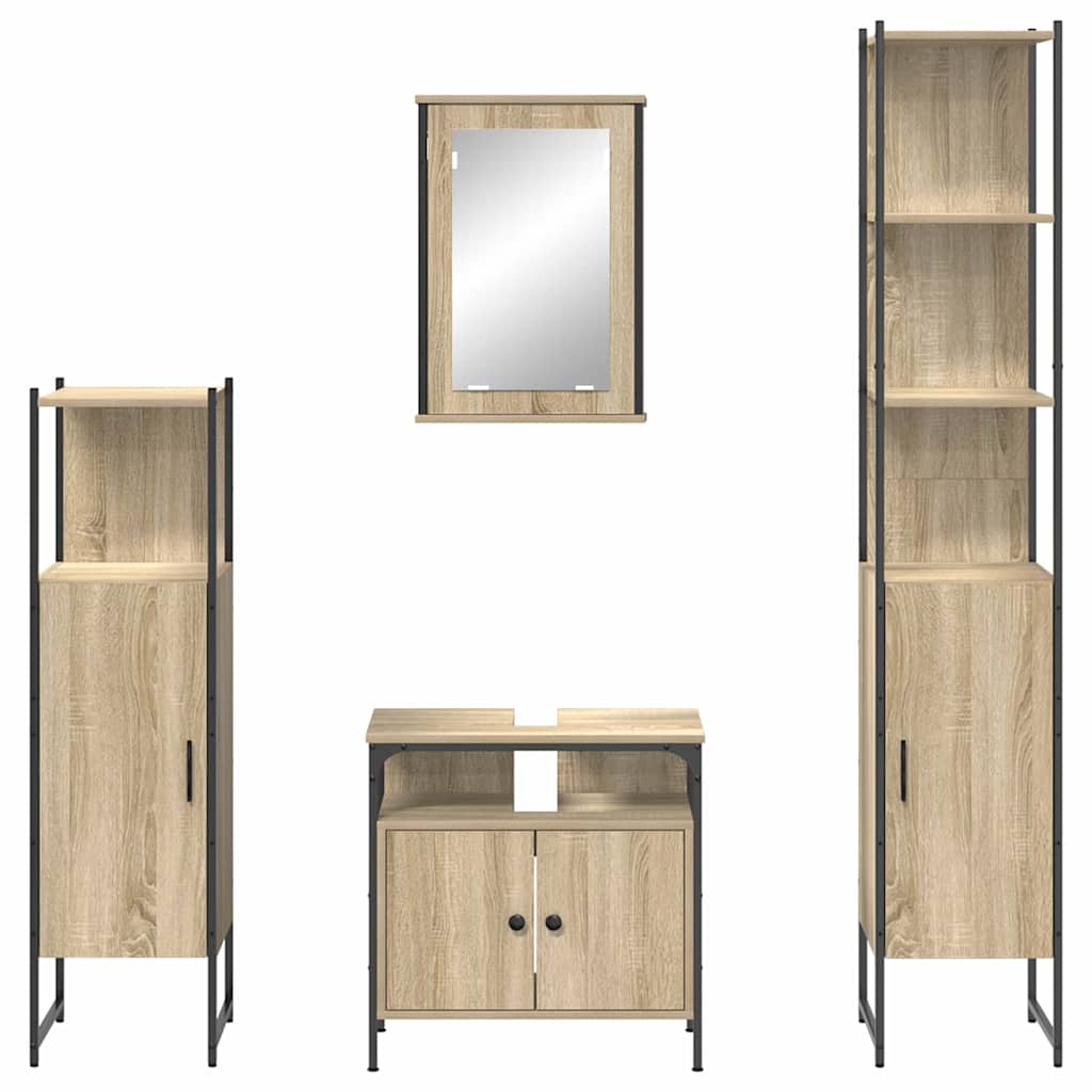 Bathroom Furniture Set 4 pcs Sonoma oak 33 x 33 x 185.5 cm