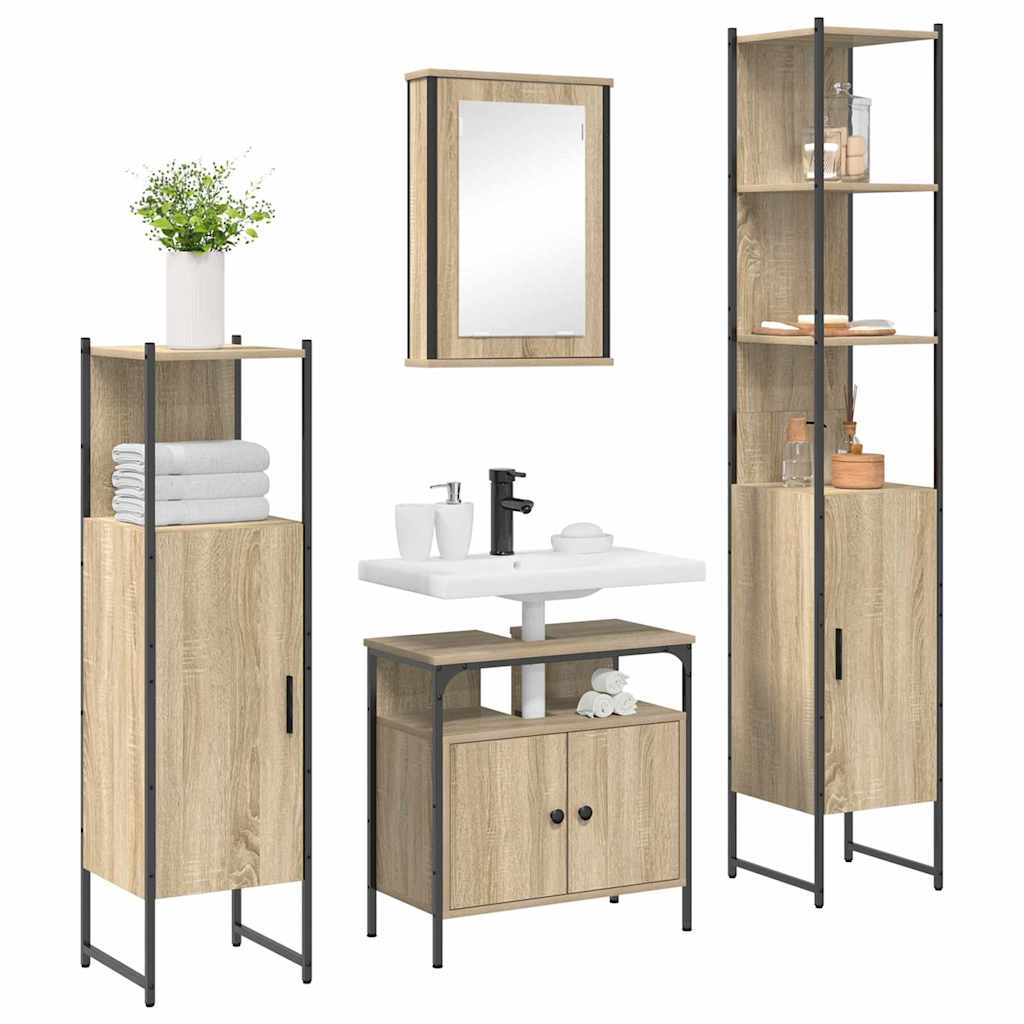 Bathroom Furniture Set 4 pcs Sonoma oak 33 x 33 x 185.5 cm