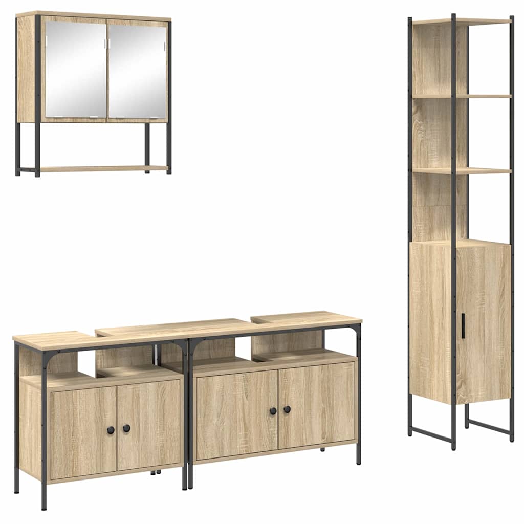Bathroom Furniture Set with Shelf 4 pcs Sonoma oak Medium